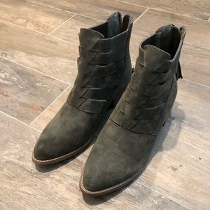 Very Volatile leather, olive ankle bootie